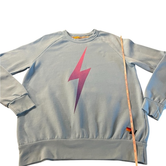 Aviator Nation Light Blue Sweatshirt with Pink Lightning Bolt Size Small - Picture 11 of 11